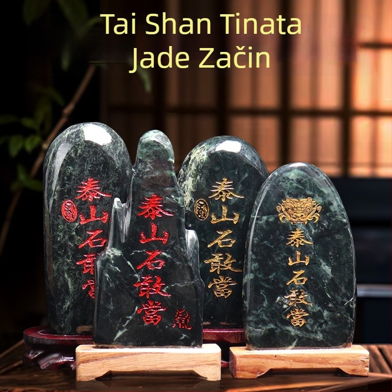 Jade kamen ukras s gravurom Taishan Gangdang — kineski stil, nije za darovanje, stolna dekoracija
