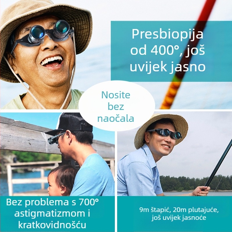 Ribolovni binokularni teleskop, 3× povećanje, nosivi na glavi, model 20356, za promatranje plutova
