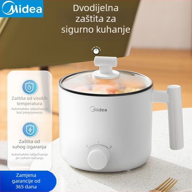 Midea električna posuda za kuhanje XZE1612 — Kapacitet do 2 l; Težina 850 g; Upravljački gumb; Duljina napojnog kabla 0,8 m.