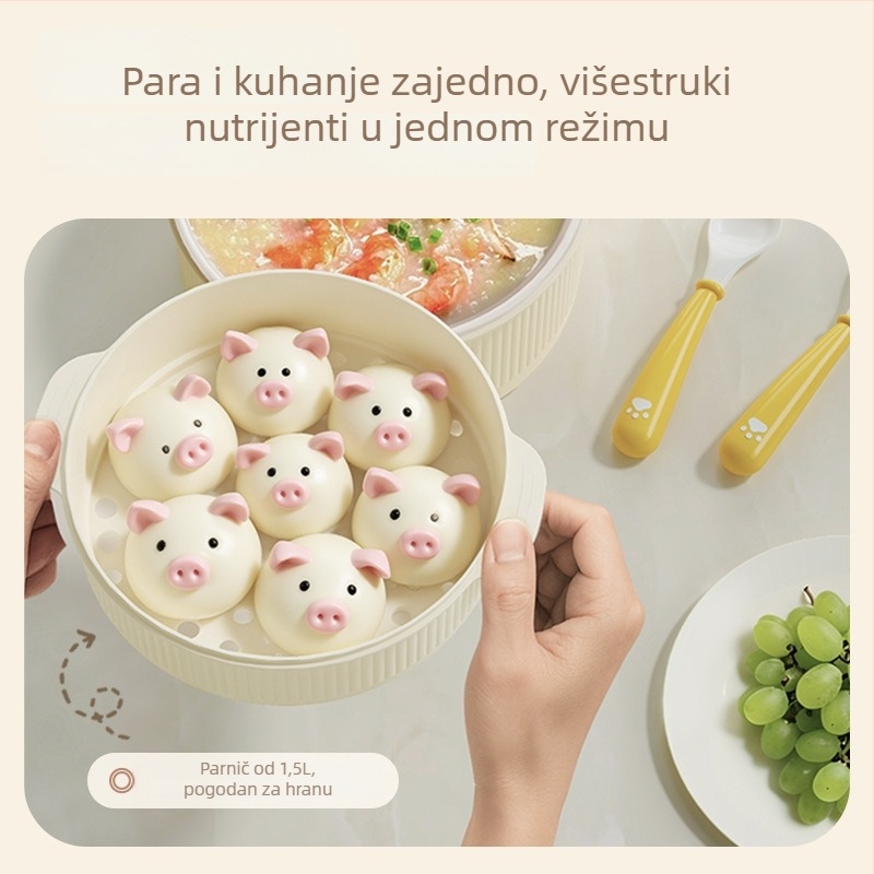 Električni lonac sve-u-jednom s kapacitetom 1,6 L, keramički unutarnji lonac, odvojiv i periv, mehaničko upravljanje, brzo para.