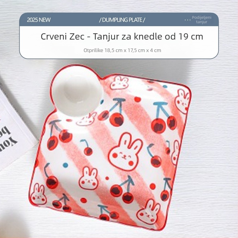 Keramički tanjur za knedle, kućni roštilj tanjur s više pretinica, škampi i pomfrit uz umake