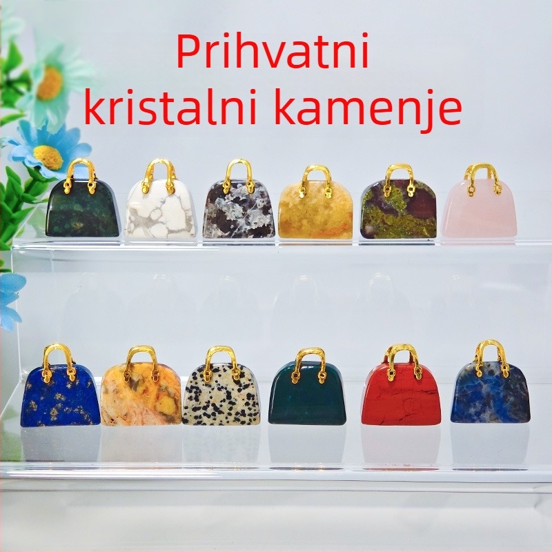 Kristalna torbica s izrezbarenim ukrasom, agatni rez i jade motiv, europski stil