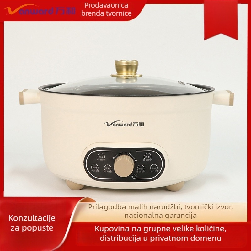 Električna posuda za kuhanje s kapacitetom 6 L, ne-prijanjajuća unutarnja posuda, višenamjenska (parenje, prženje, kuhanje, gulaš, varenje), 1350-2000W