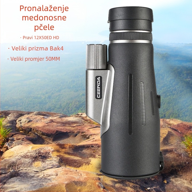 Monokularni teleskop s ED staklom, vodootporan, 12x povećanje za promatranje ptica i prirode