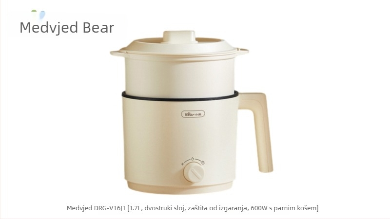 Bear električna posuda za kuhanje s parom za jednu osobu - čišćenje All-in-One, upravljanje gumbom, izolacija, 1 unutarnja uložak