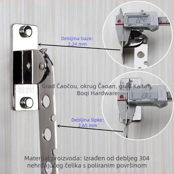 Bochi Hardware Držač za odjeću od nehrđajućeg čelika 304, s pomičnim okretom i sklopivom šipkom, polirana površina, montaža s 6/8/10 rupa