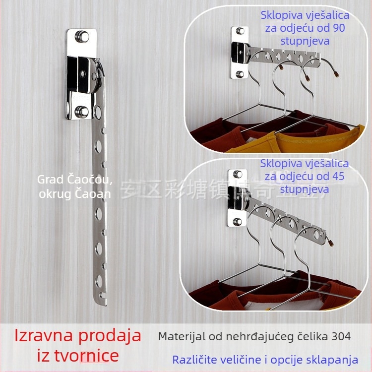 Bochi Hardware Držač za odjeću od nehrđajućeg čelika 304, s pomičnim okretom i sklopivom šipkom, polirana površina, montaža s 6/8/10 rupa