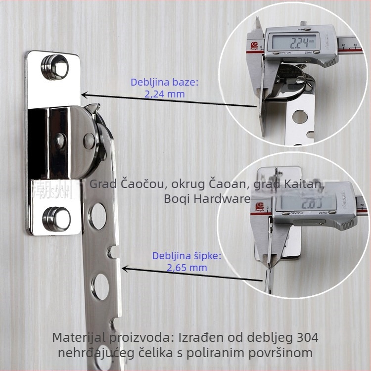 Bochi Hardware Držač za odjeću od nehrđajućeg čelika 304, s pomičnim okretom i sklopivom šipkom, polirana površina, montaža s 6/8/10 rupa