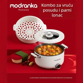 Električna višenamjenska posuda za kuhanje rezanaca — kapacitet 6,1–10 l, unutarnja posuda od nehrđajućeg čelika, uklonjivo čišćenje, mehaničko upravljanje, pogodno za 4–5 osoba, sve u jednom kuhanje na pari.