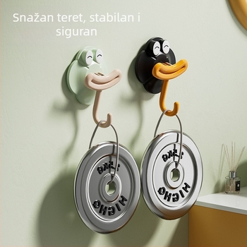 Zidna kuka s vakuumskim držačem, bez bušenja, ABS, crtani stil, nosivost 1–3 kg, kupaonica i kuhinja, kreativan dizajn s oblikom kobasice usta
