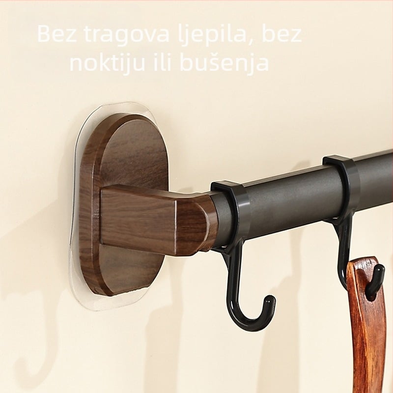 Zidni kuhinjski organizer s kukama, bez bušenja, 4–8 kuka, plastični materijal, nosivost 1–3 kg