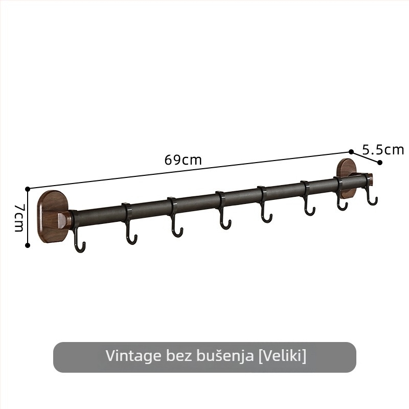 Zidni kuhinjski organizer s kukama, bez bušenja, 4–8 kuka, plastični materijal, nosivost 1–3 kg