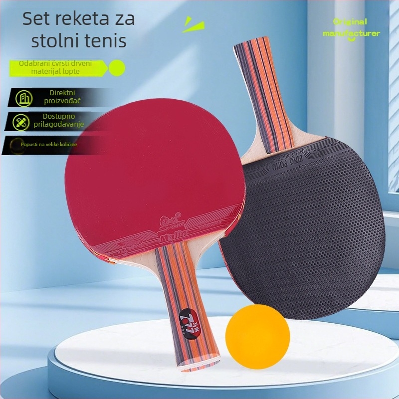 Set reketa za stolni tenis – Penhold, dvostruko invertna guma, Broj artikla Table Tennis Racket 001