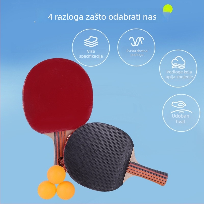 Set reketa za stolni tenis – Penhold, dvostruko invertna guma, Broj artikla Table Tennis Racket 001