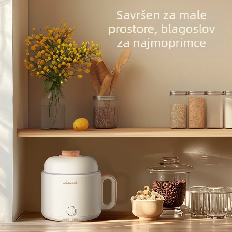 Električno kuhalo za kuhanje, 500W, 1-2 porcije, unutarnja posuda od legure, plastično kućište, upravljanje gumbom, funkcije: para, prženje, kuhanje, dinstanje.