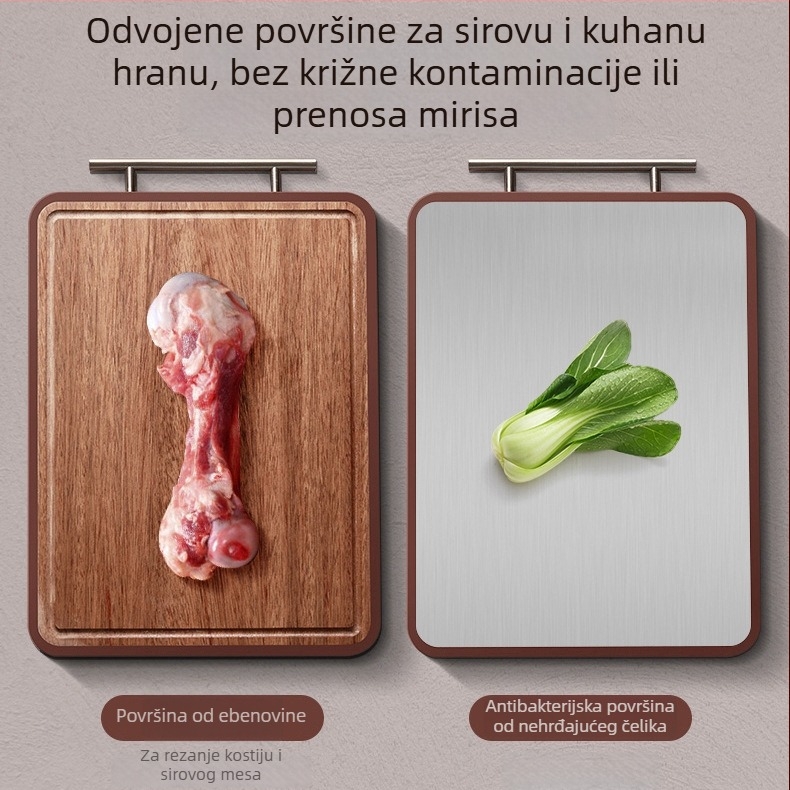 Ebony daska za rezanje – dvostrana, antibakterijska, otporna na plijesan, sterilizirajuća, kuhinjski pribor