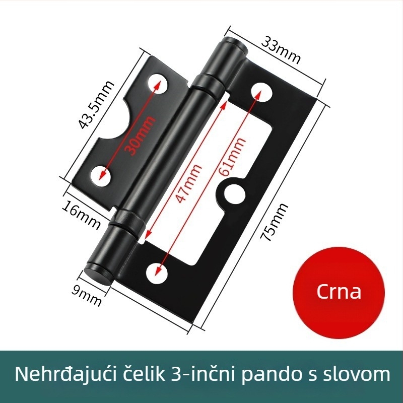 Nehrđajući čelični šarku za drvena i ormar vrata – bez utora, ti ležaj, debeli sklopni dizajn