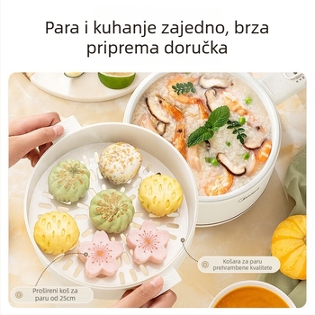 MC-XZE2017 Električni kuhalo s parom, kapacitet do 2 L, 2 sloja, unutarnji spremnik od nehrđajućeg čelika, mehaničko upravljanje, grill i shabu-shabu, za 4–5 porcija