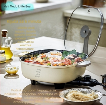 Little Bear električni lonac za kuhanje, kapacitet 6 L, snaga 1500 W, unutarnja posuda od lijevanog metala, podešiva temperatura i zaštita od suhog kuhanja
