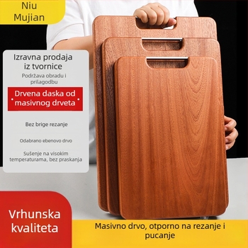 Masivna daska za rezanje od ebonijevog drveta, dvostrana, kvadratnog oblika, kućna uporaba