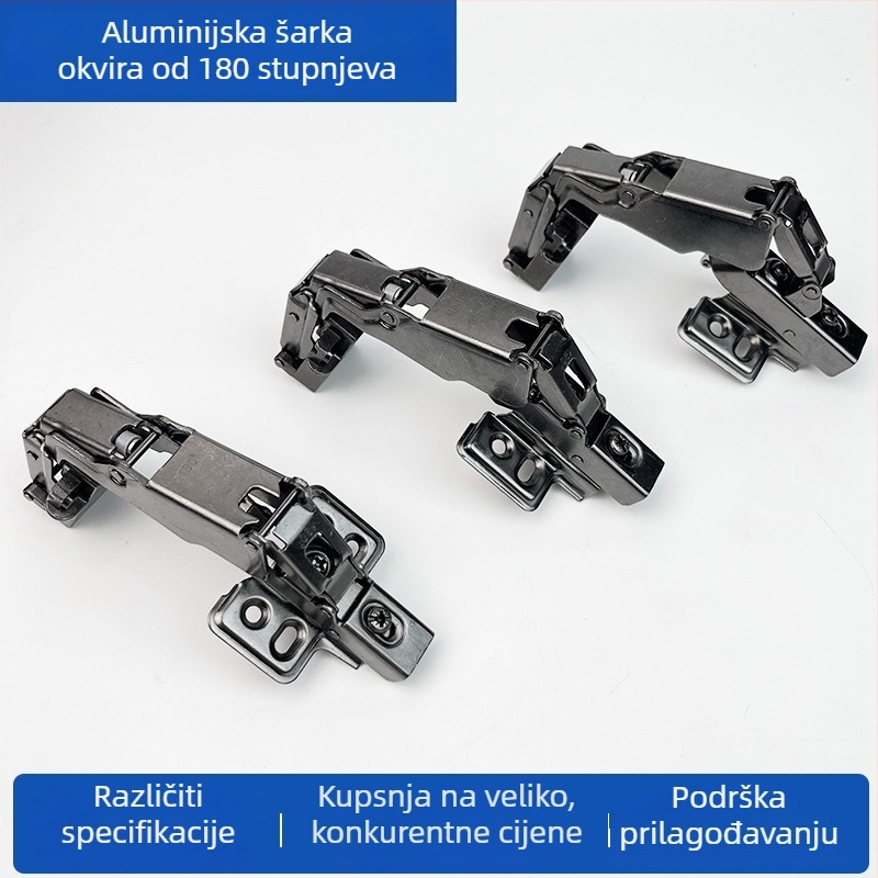 Zglob s aluminijskim okvirom za staklena vrata, 180°, s amortizerom, hladno valjani čelik