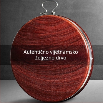 Autentična daska za rezanje od željeznog drveta – čvrsto drvo, antibakterijsko, okrugla debela daska za kuhinju