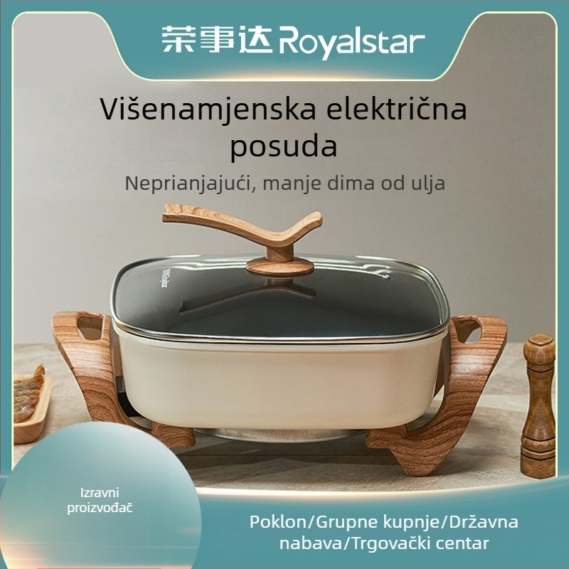 Royalstar Električna posuda RDG-150L, kapacitet 4.1–6 L, 1500 W, unutarnja Maifan kamenina obloga, upravljanje gumbom, sve-u-jednom lonac