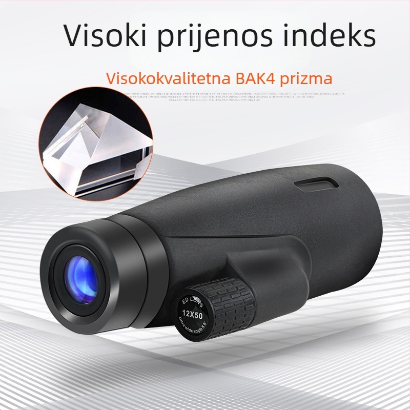 Monokularni teleskop 12x50, profesionalne kvalitete, noćno vida pri slabom osvjetljenju, prijenosan za vanjske uvjete, vidno polje 131 m/1000 m, promjer izlazne zjenice 11 mm