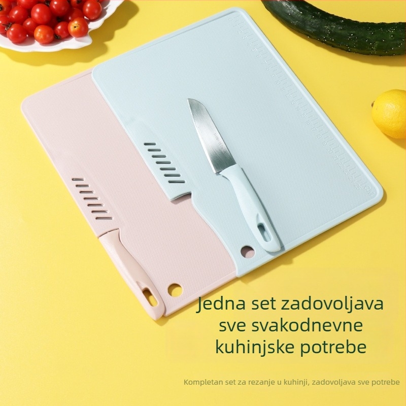 Dvostruki nož za voće i daska za rezanje, plastični prenosni kuhinjski višefunkcionalni alat za dom i kampiranje
