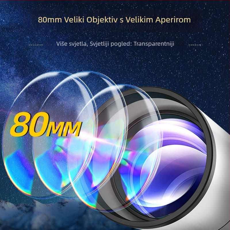 50080 teleskop za astronomiju, promjenjivo povećanje, 80 mm otvor, HD optika, dvostruka namjena za nebo i zemlju