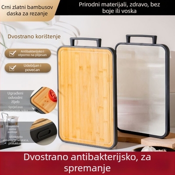 Dvostruka daska za rezanje od bambusa – debela kuhinjska daska, protuklizna i antibakterijska, za rezanje voća i povrća