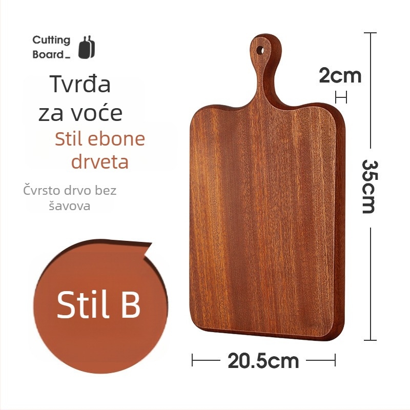 Drvena daska za rezanje od cijelog drveta, ebony drvo, nordijski stil, daske za kruh i voće