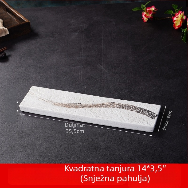 Tanjur za sushi (japanski stil, porcelan, kvadratni oblik, mikrovalna pećnica sigurna, glazirana površina)