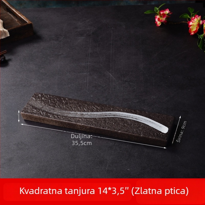 Tanjur za sushi (japanski stil, porcelan, kvadratni oblik, mikrovalna pećnica sigurna, glazirana površina)
