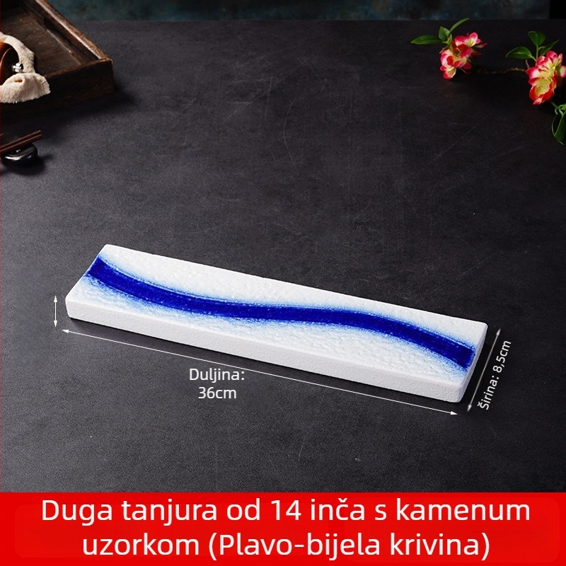 Tanjur za sushi (japanski stil, porcelan, kvadratni oblik, mikrovalna pećnica sigurna, glazirana površina)