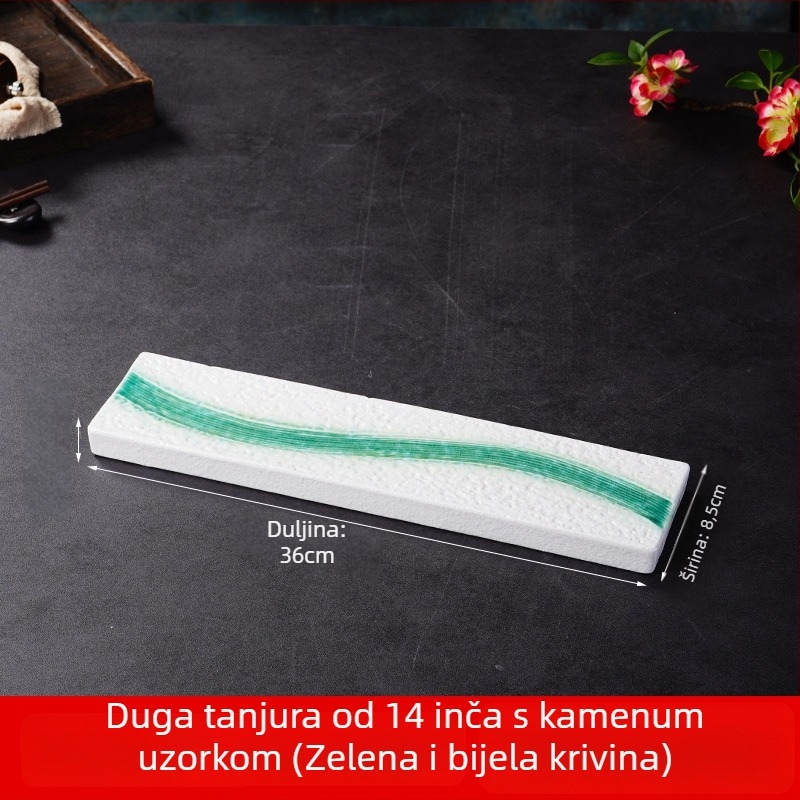 Tanjur za sushi (japanski stil, porcelan, kvadratni oblik, mikrovalna pećnica sigurna, glazirana površina)