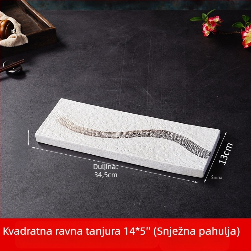 Tanjur za sushi (japanski stil, porcelan, kvadratni oblik, mikrovalna pećnica sigurna, glazirana površina)