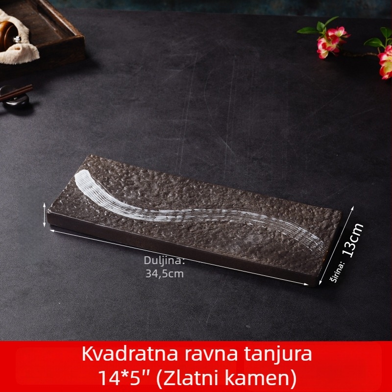 Tanjur za sushi (japanski stil, porcelan, kvadratni oblik, mikrovalna pećnica sigurna, glazirana površina)