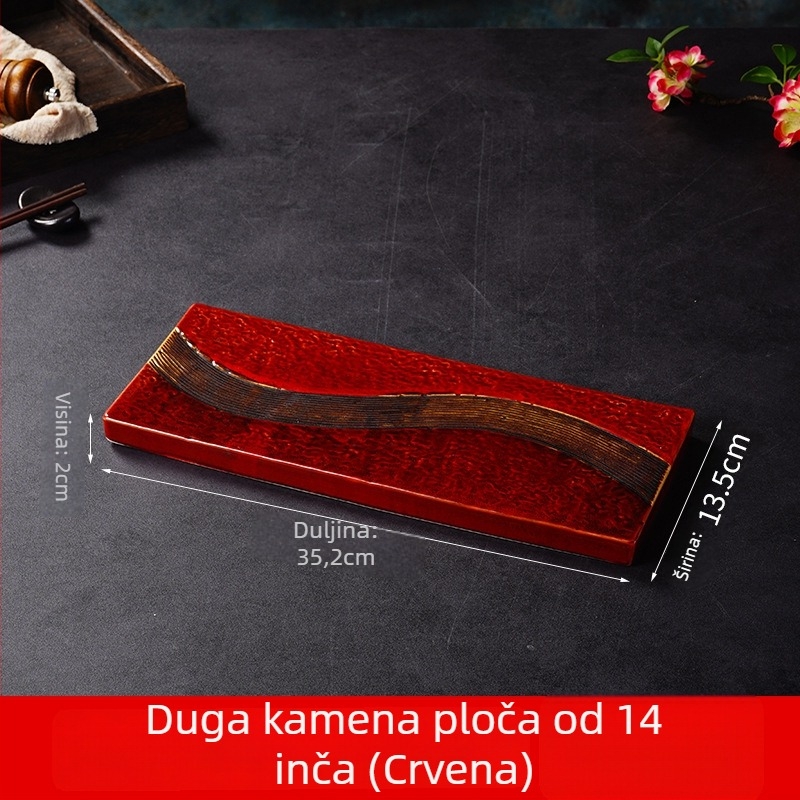 Tanjur za sushi (japanski stil, porcelan, kvadratni oblik, mikrovalna pećnica sigurna, glazirana površina)
