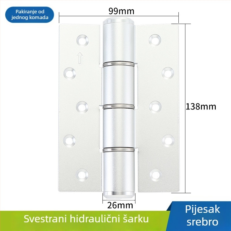 Skriti hidraulični šarnir za vrata namijenjeni nevidljivim prostorima – tiho zatvaranje, podesiva brzina zatvaranja, aluminijska legura, premaz u spreju, model Adjustable Door Stopper, brend Yalida