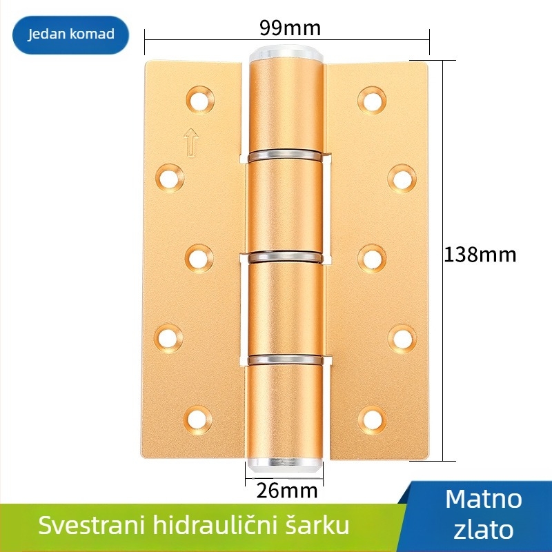 Skriti hidraulični šarnir za vrata namijenjeni nevidljivim prostorima – tiho zatvaranje, podesiva brzina zatvaranja, aluminijska legura, premaz u spreju, model Adjustable Door Stopper, brend Yalida