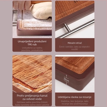 Dvostrana daska za rezanje od masivnog drveta, antibakterijska i otporna na plijesan, marka OOU, 2023, modernog jednostavnog stila, za kućnu upotrebu