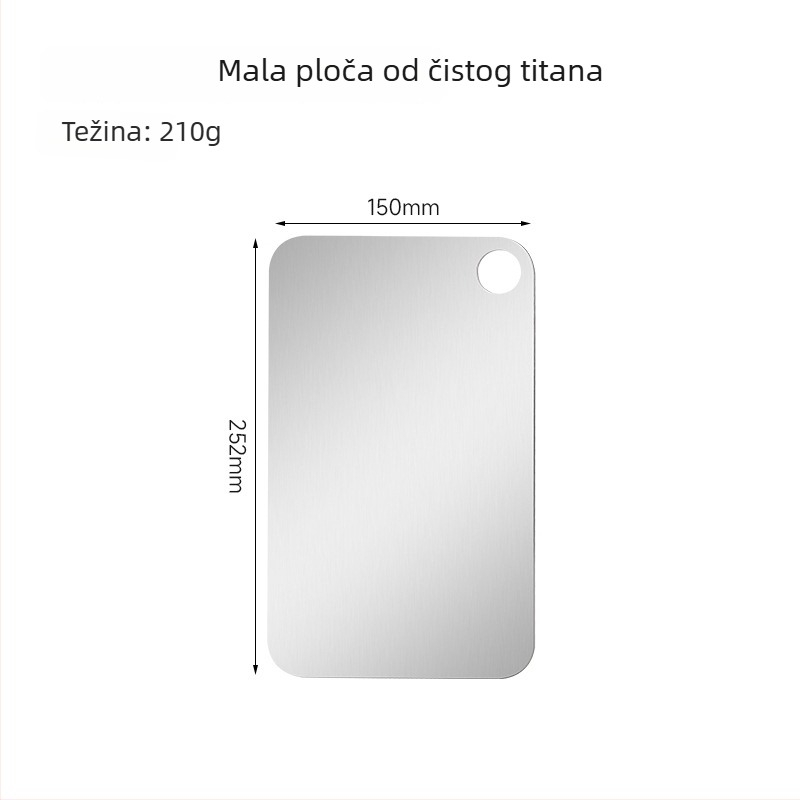 Mu Ti ploča za rezanje od čistog titanija, prijenosna, dvostrana, antibakterijska, površina s pjeskarenom završnom obradom