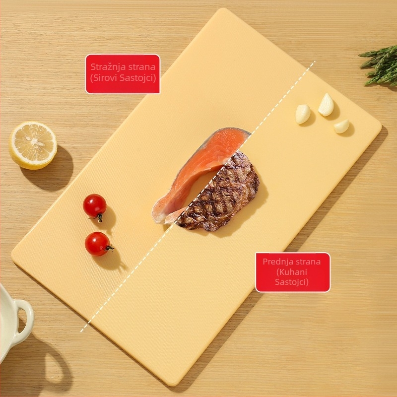 PE antibakterijska daska za rezanje, dvostruka s odjeljivanjem sirovog i kuhano, debela, fleksibilna kuhinjska ploča