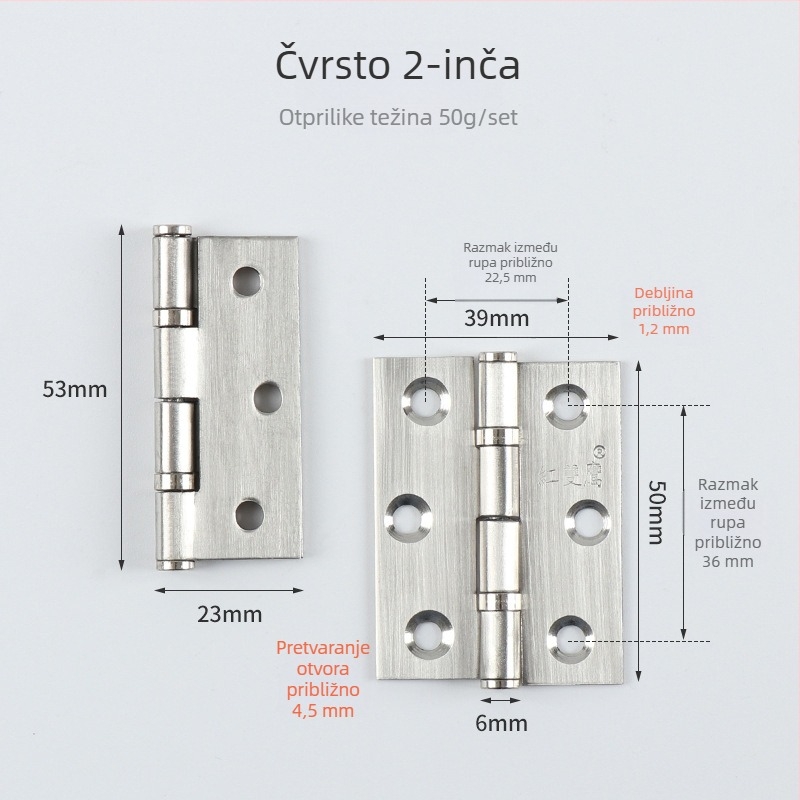 Panta od nehrđajućeg čelika s ležajem za vrata ormara – brušeni završetak, moderni stil