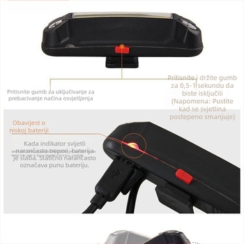 Stražnje svjetlo za bicikl s dvobojnim svjetlom za noćnu vožnju – model K-WD-048, ugradnja klikom, kapacitet baterije: 1