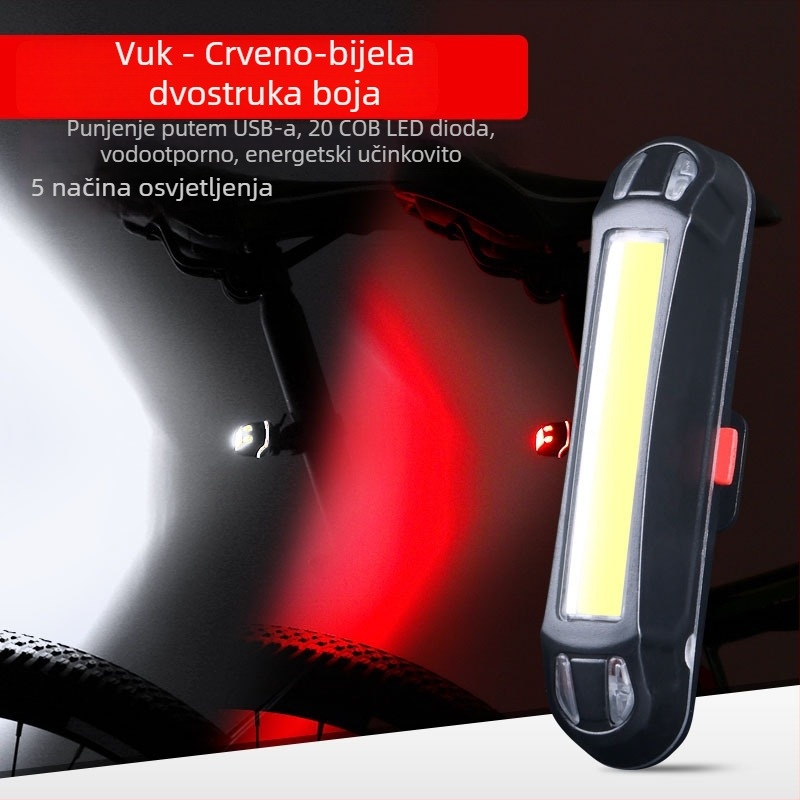 Stražnje svjetlo za bicikl s dvobojnim svjetlom za noćnu vožnju – model K-WD-048, ugradnja klikom, kapacitet baterije: 1