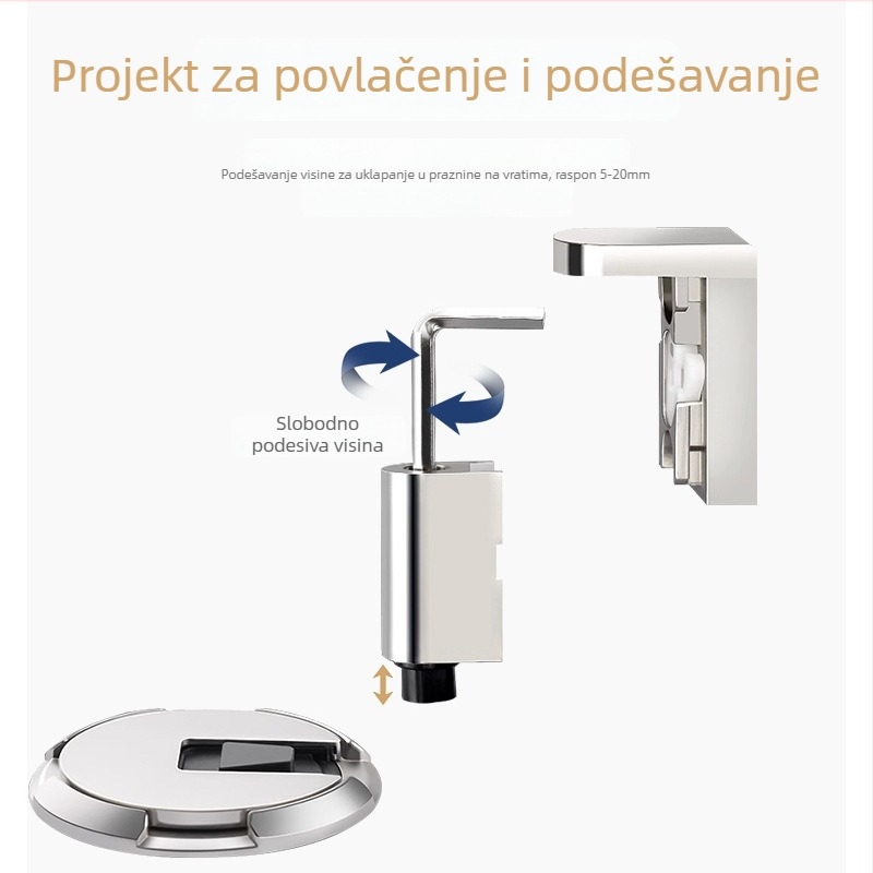 Mehanički podni stopper vrata sa usisavanjem, bez bušenja, cinkovog legura, elektroplatiranje, montiran na podu, ručno upravljanje