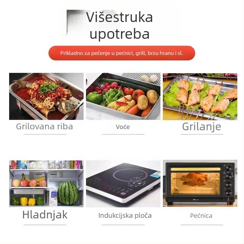 Tavica od nehrđajućeg čelika, kvadratnog oblika, pogodna za mikrovalnu, duboka kuhinjska pladnja za hotele i obroke