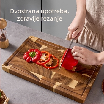 Keman daska za rezanje od akacije, debela, model 2025, prehrambena klasa, kućna upotreba, dvostrana daska za rezanje voća i povrća